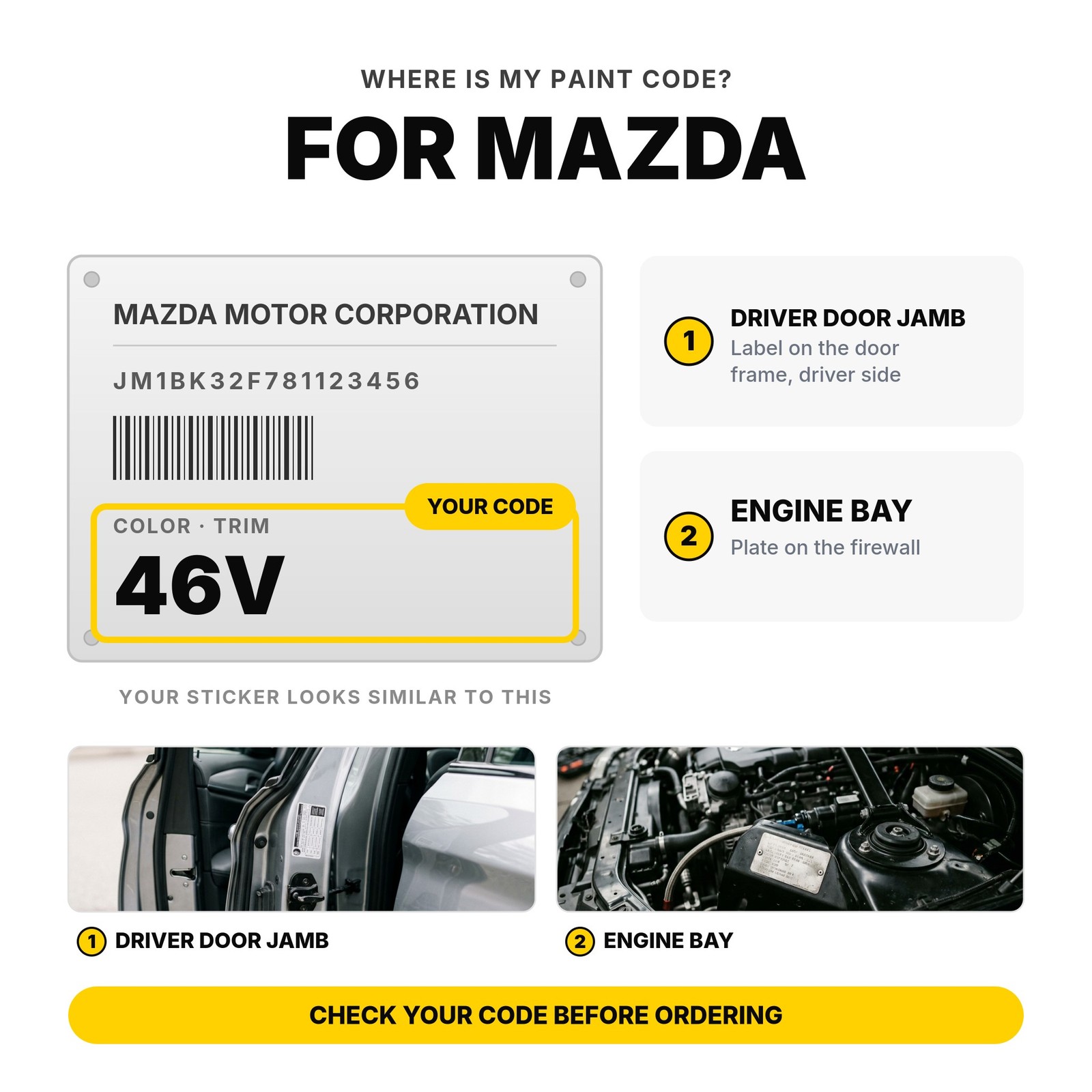 Touch Up Paint For Mazda 24S Black Kit Original Colour Match Auto Body Touch Up
