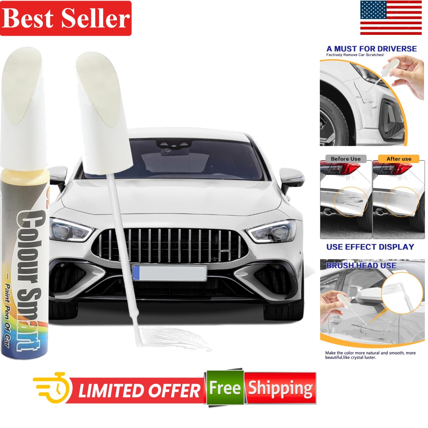 Car Touch Up Paint Pen 0.04 Ounce White For Minor Scratches Auto Repair