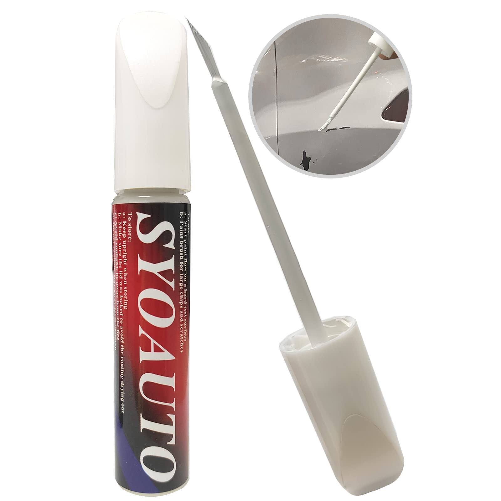 SYOAUTO White Car Touch Up Paint Auto 0.4 Ounce (Pack of 1),