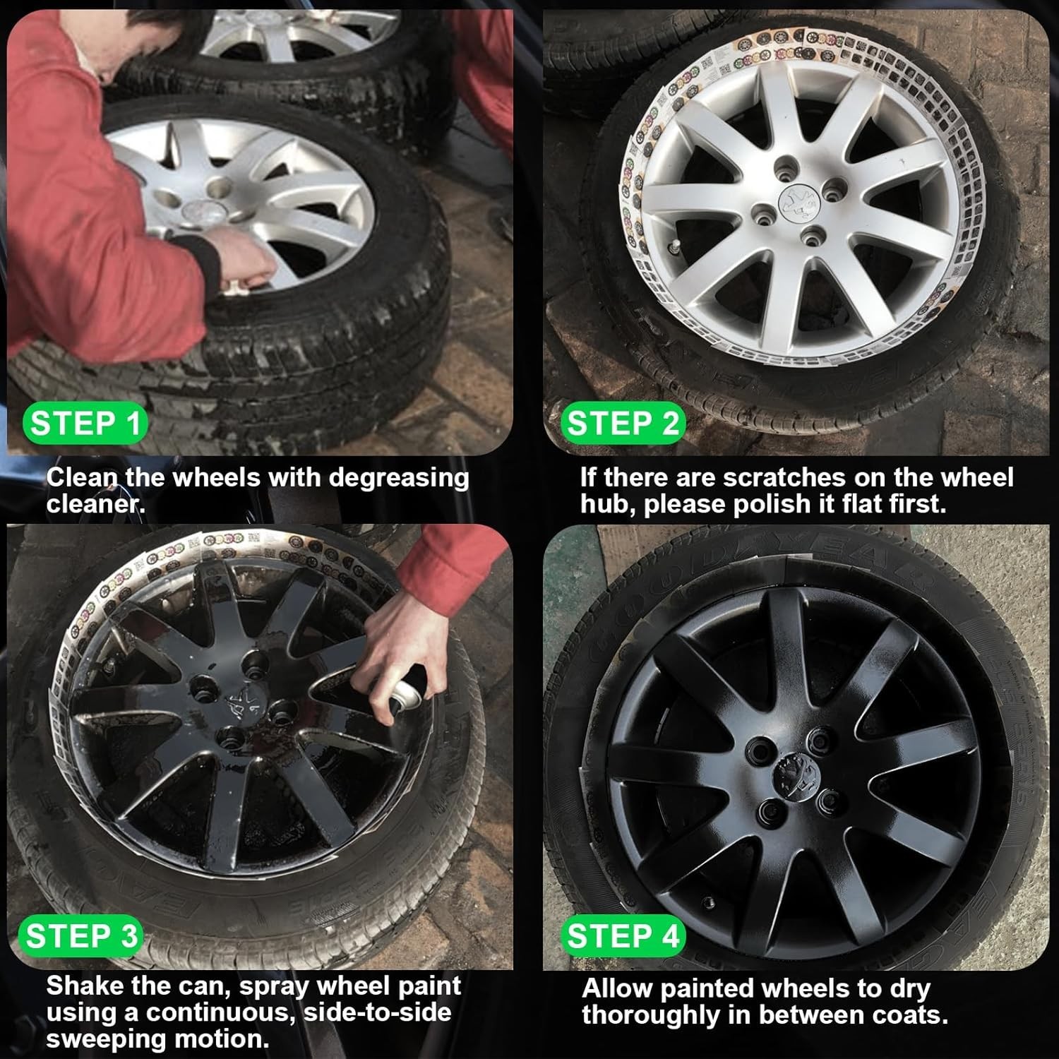 Fast-Drying Acrylic Car Rim Spray Paint – 2 Pack for Effortless Application