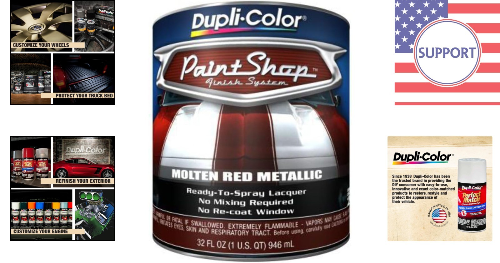 Dupli-Color Molten Red Metallic 32 Fl Oz – Lacquer Paint for DIY Modern Vehicles