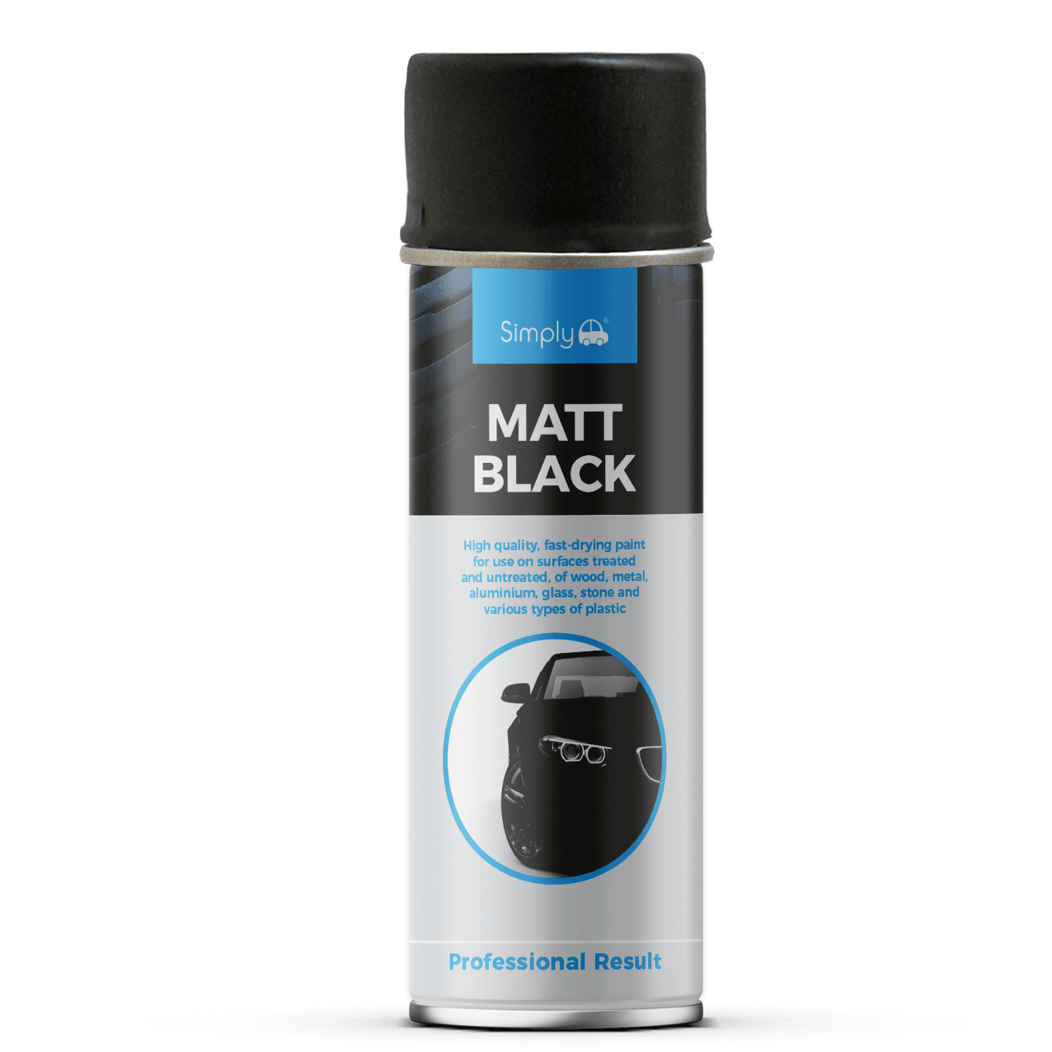 4x 500ml SIMPLY Car Spray Paint Aerosol Cans Professional MATT BLACK SP-021+M