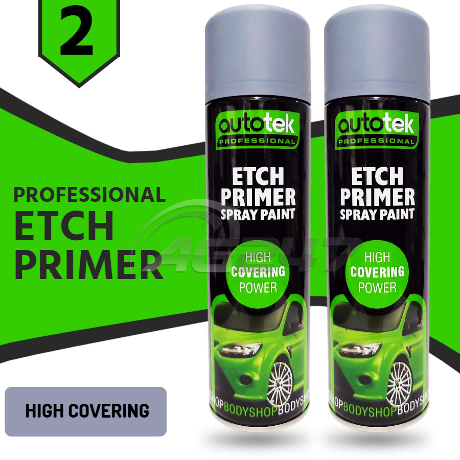 2x AUTOTEK Professional Can Grey Etch Primer Galvanized Aluminum Zinc Steel+G+M