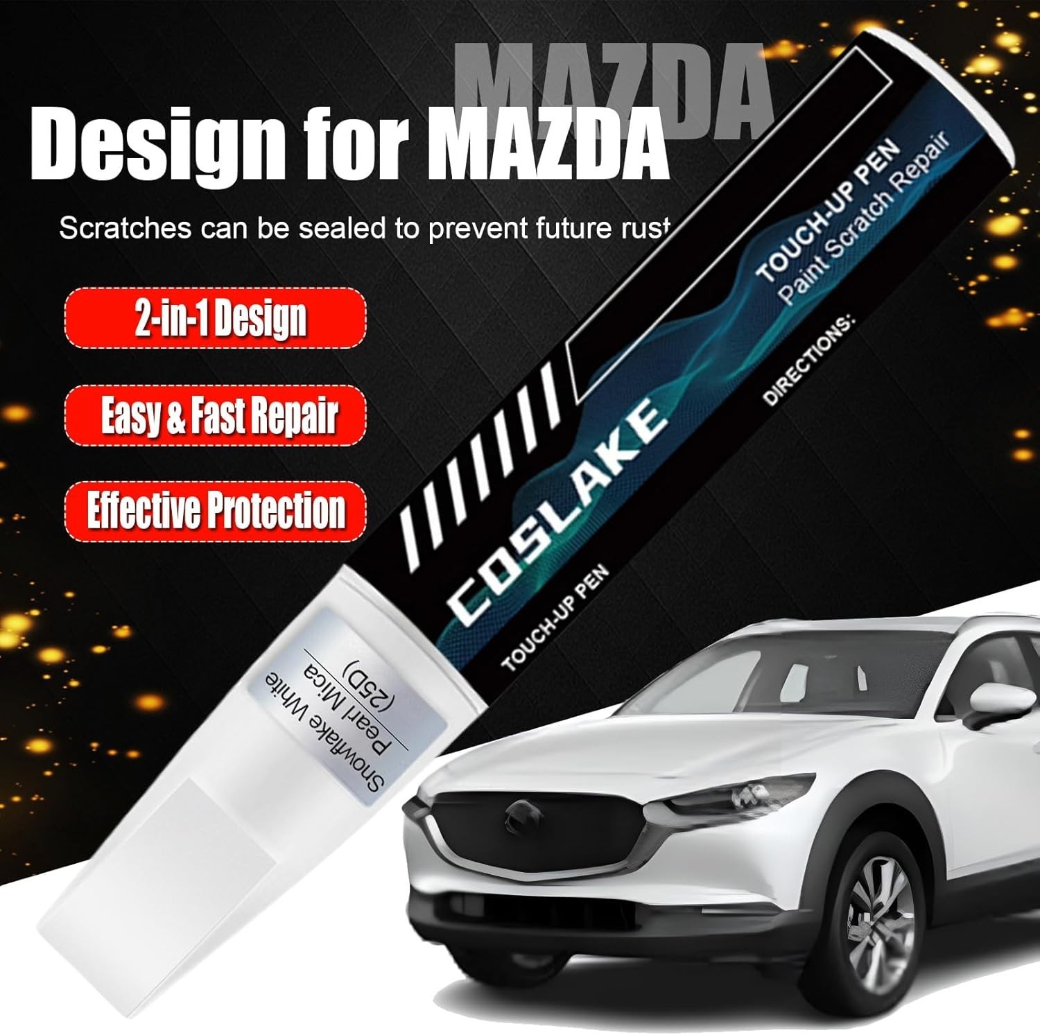 Car Touch Up Paint Pen Soul Red 46V Scratch Repair Kit 2in1 Brush Applicator New