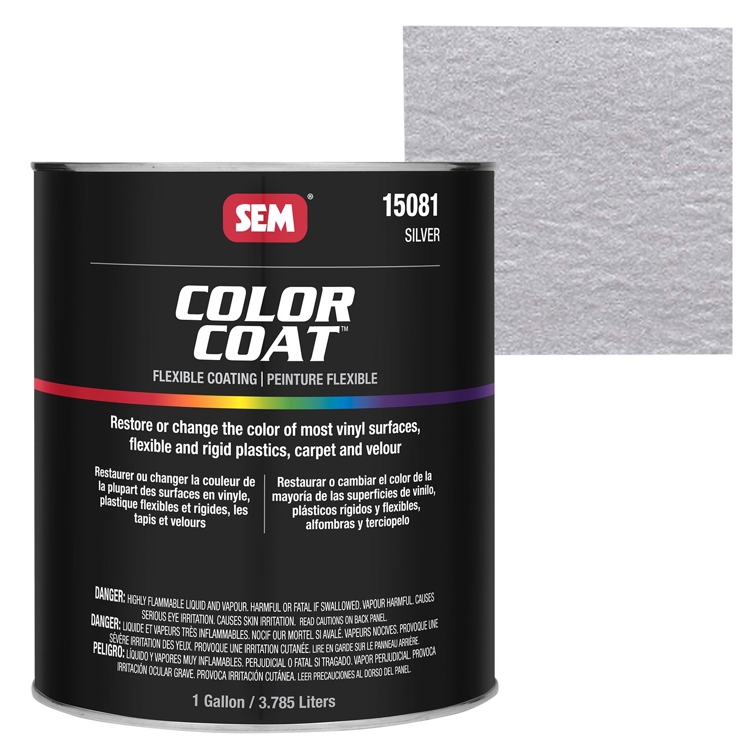 SEM Color Coat – Plastic & Vinyl Flexible Coating, Silver, 1 Gallon
