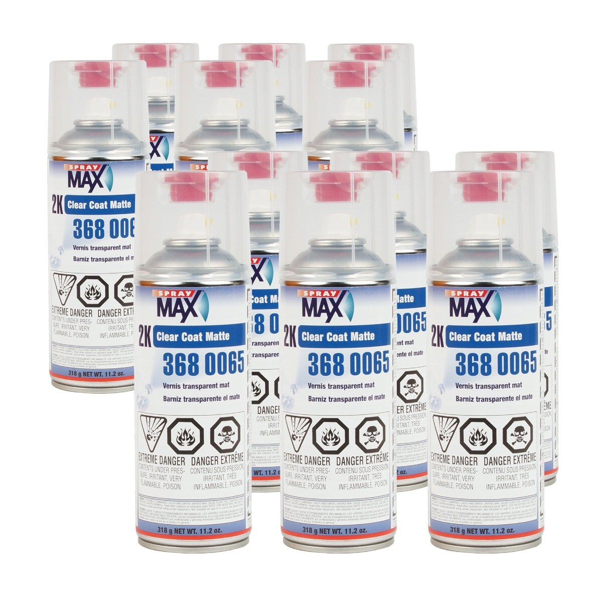 SprayMax 3680065 2K Matte Clear Coat 400 ml USC Aerosol Spray Clearcoat 12 Cans
