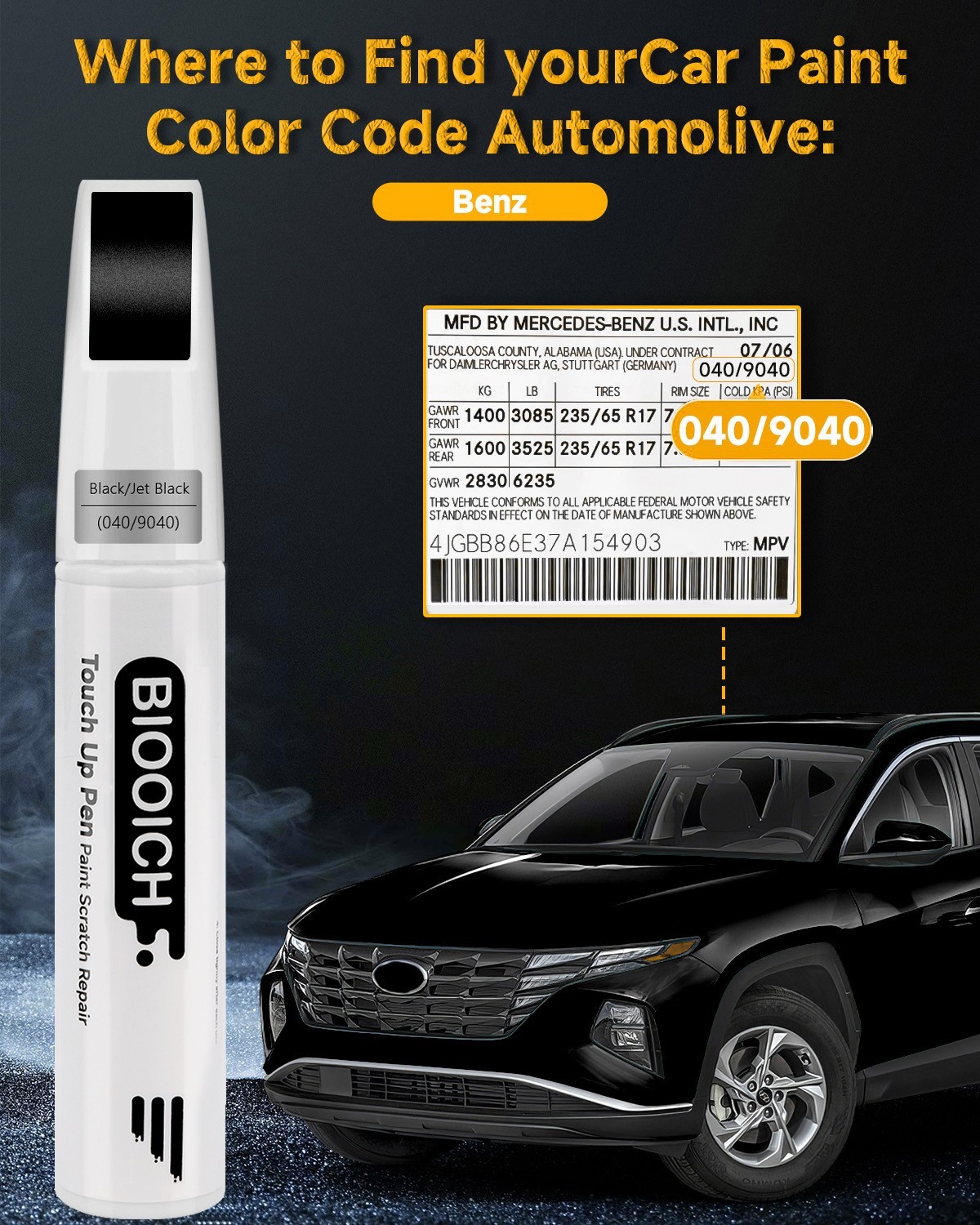 BIOOICH Touch Up Paint for Mercedes-benz Car Chip and Scratch Repair