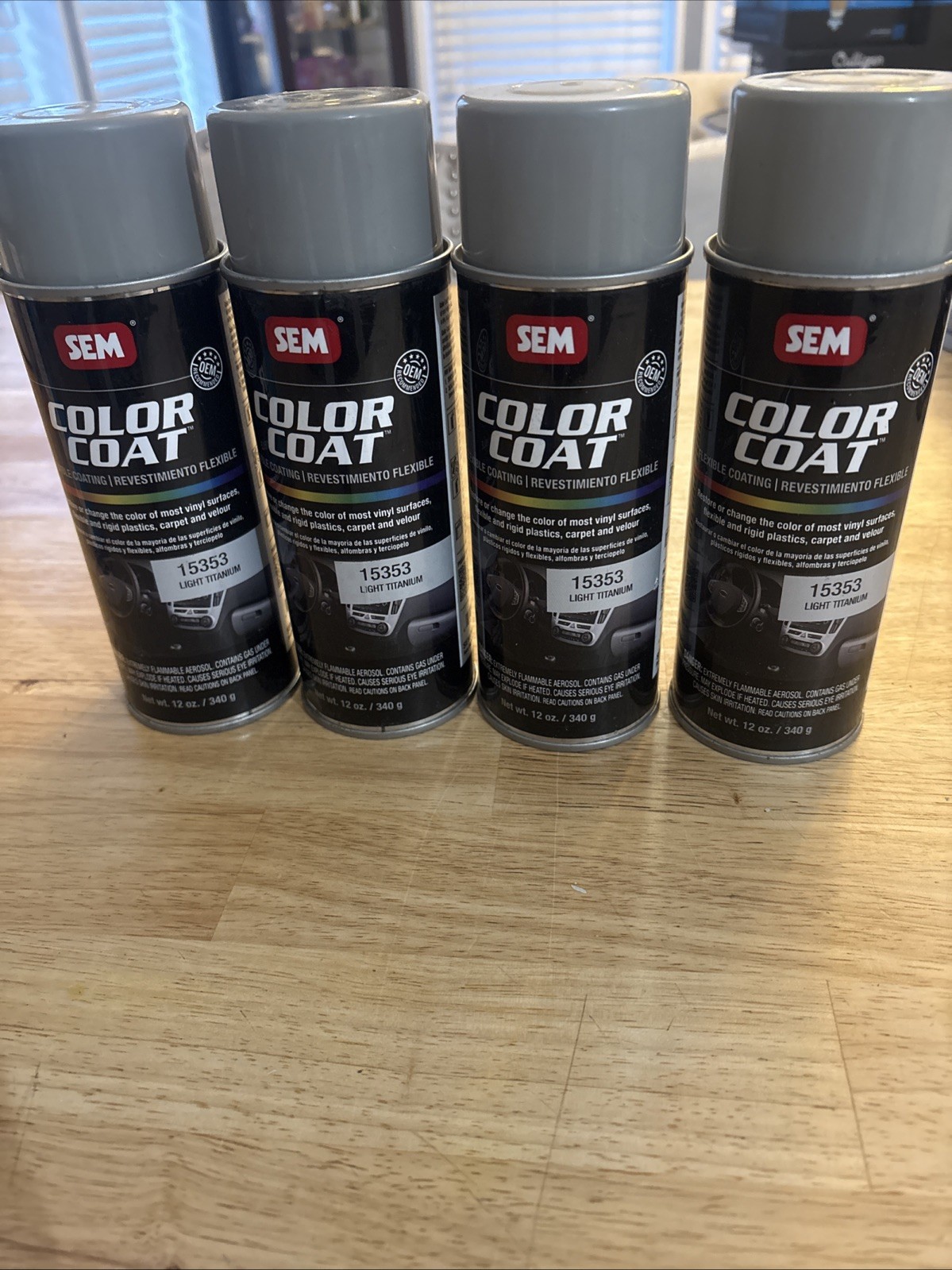 SEM 15353 & 38343 Color Coat Light Titanium Spray Paint Cans 12 oz. Lot Of 6