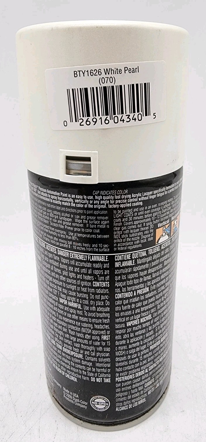 Dupli-Color BTY1626 Toyota 070 White Pearl Perfect Match Spray Paint 8 Oz OEM