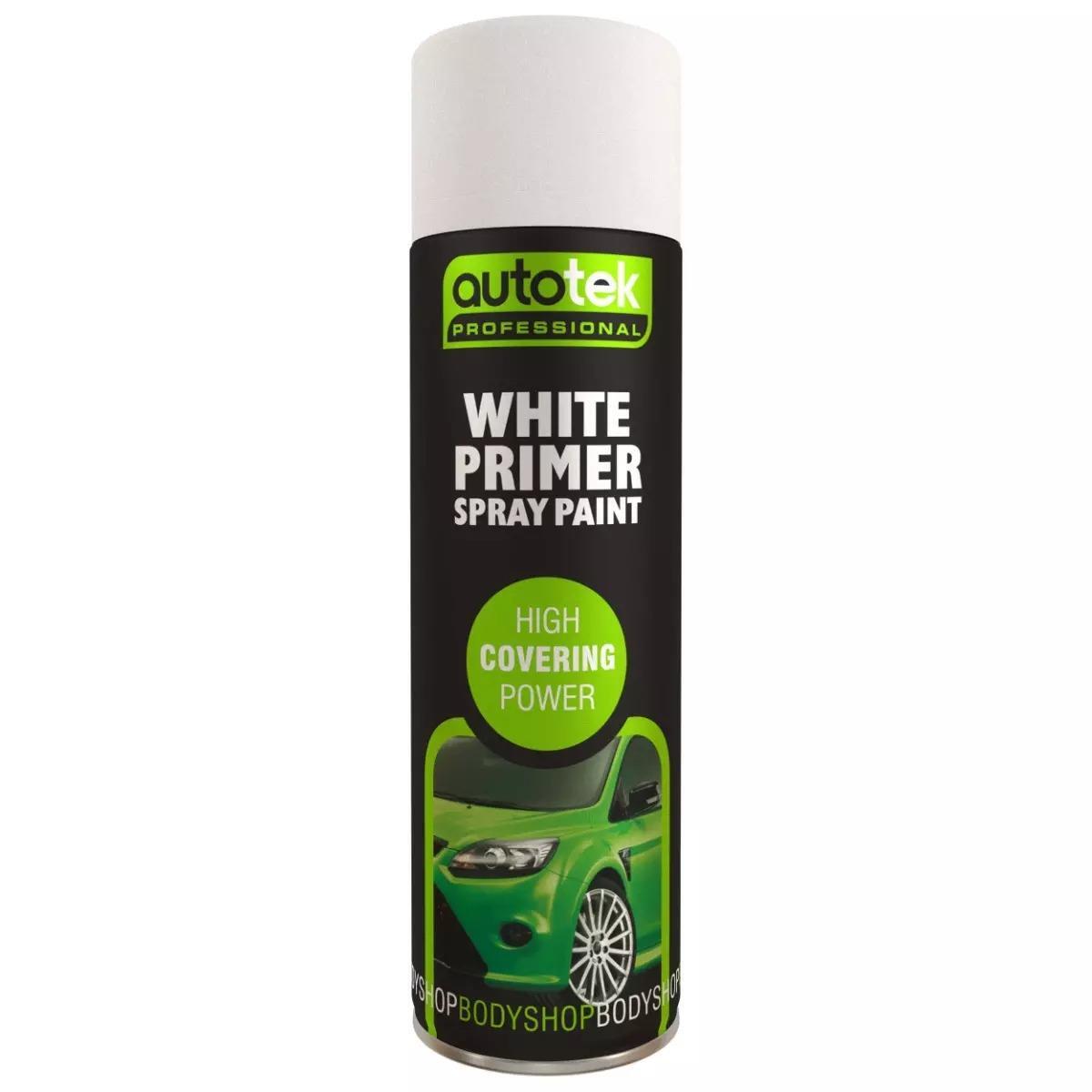 AutoTek White Primer Multi-Purpose Aerosol Spray Paint 500ml x3