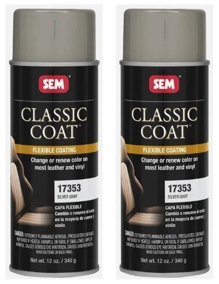 SEM 17353 Classic Coat Silver Gray for Interior Vinyl & Leather 12 oz (2 Pack)