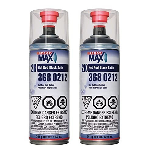 2K Hot Rod Satin Black Spray Paint – Durable Automotive Topcoat, 2 Pack, Weather