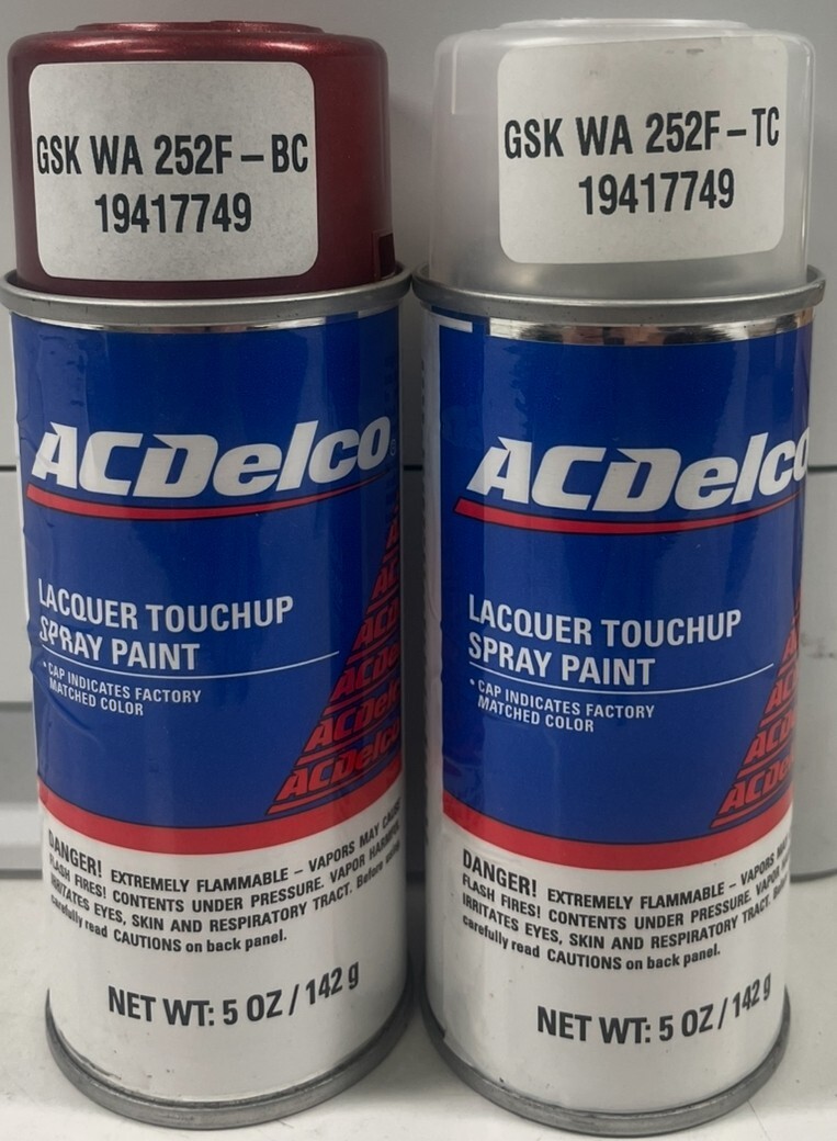 GM ACDelco Cherry Pop Paint 5oz Spray Code GSK WA 252FBC & Top Clear Coat