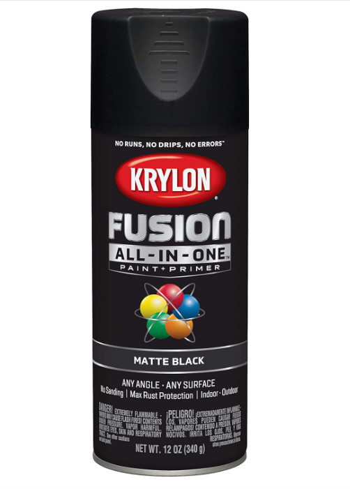 Fusion All-In-One Adhesive Spray Paint for Indoor/Outdoor Use,12 oz,Black-MATTE
