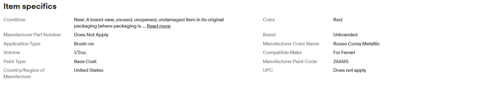 BASF Touch Up Paint Bottle for Ferrari Rosso Corsa Metallic *266165*