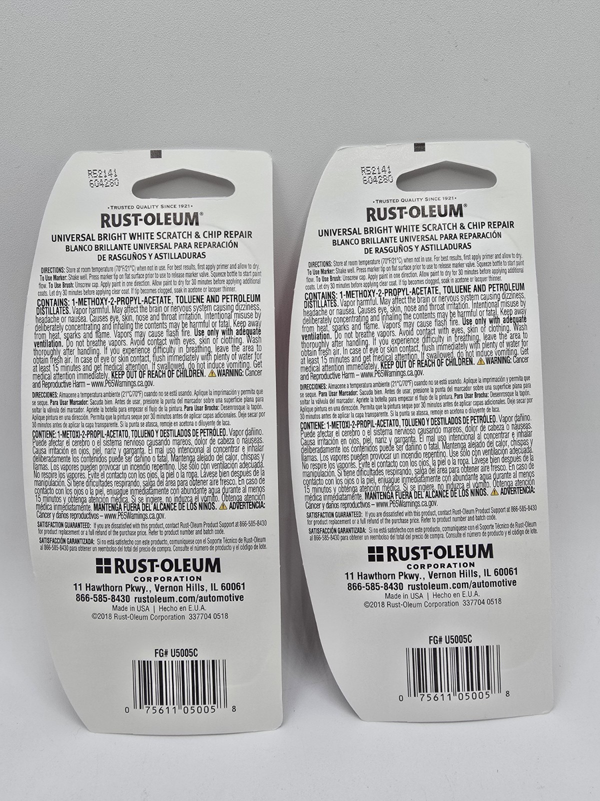 2 Rust-Oleum Scratch & Chip Repair Universal Bright White 0.5 fl. oz._Stops Rust