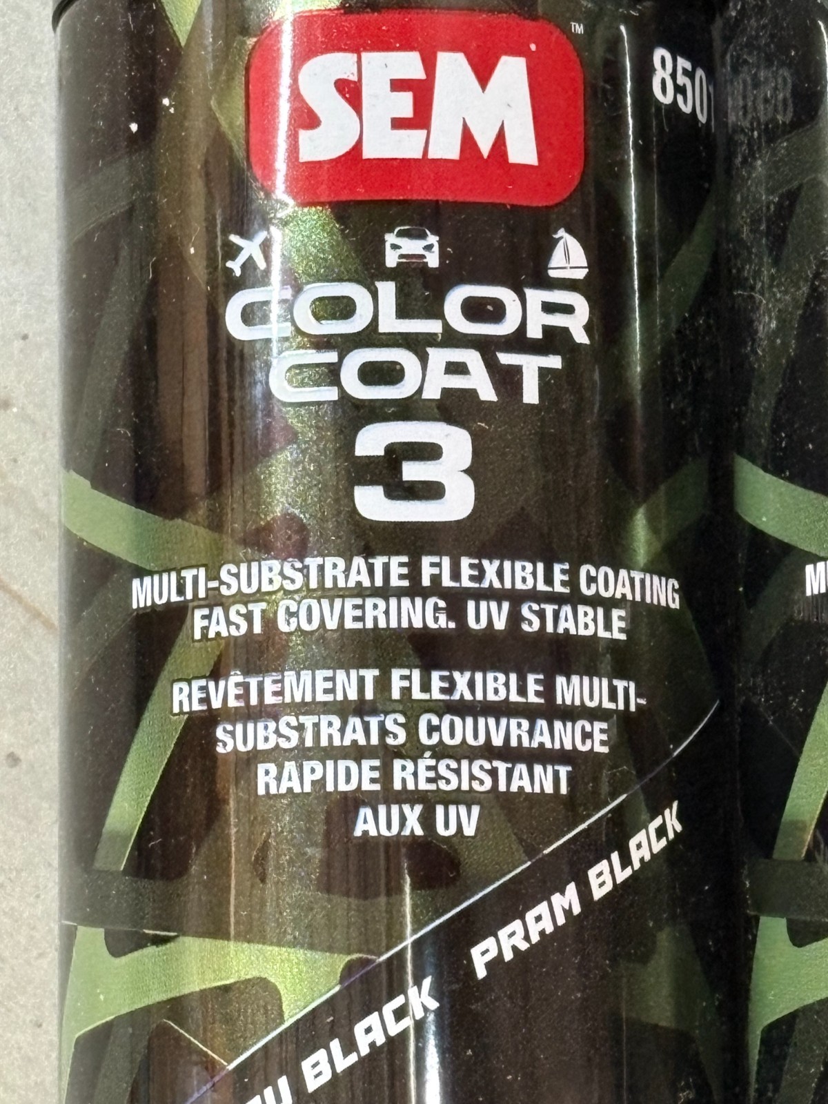 Lot of (2) Cans SEM 85013 Color Coat 3 Specialty Flexible Coating Landau Black ^