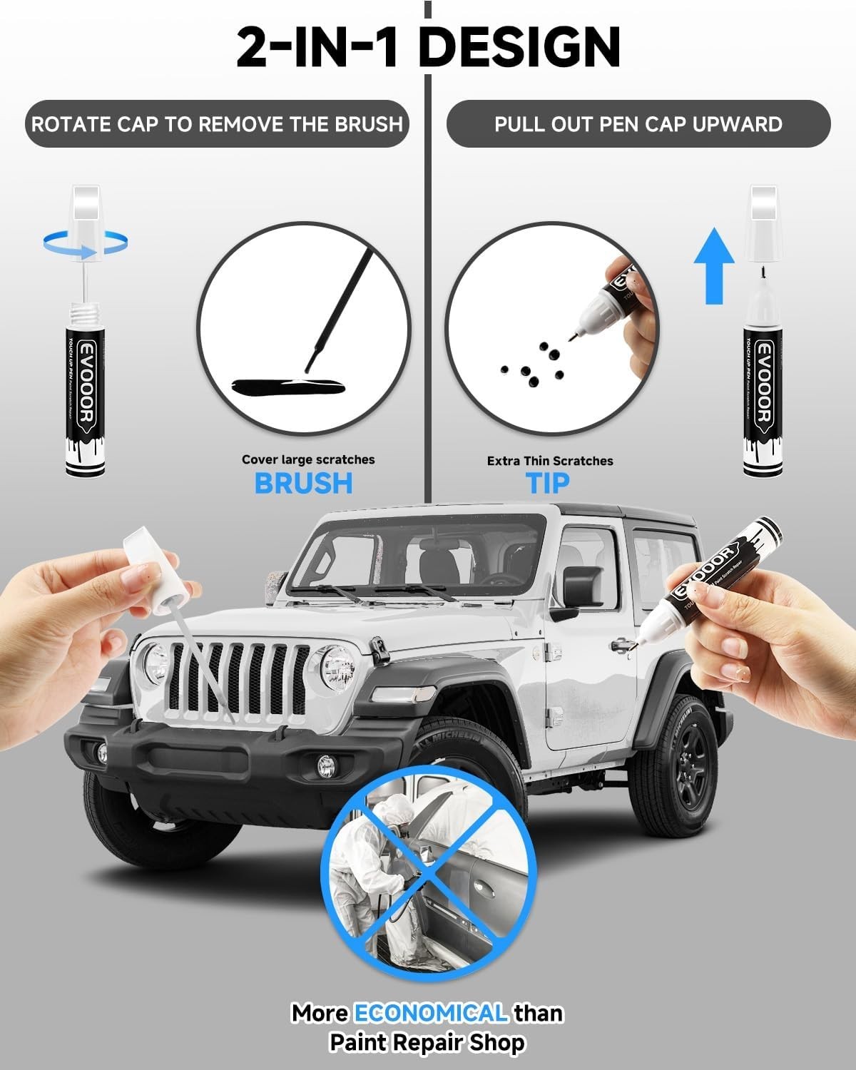 PW7/GW7 Bright White Touch Up Paint Compatible with JeepExact Match 2 in 1 To…