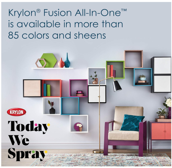 Fusion All-In-One Adhesive Spray Paint for Indoor/Outdoor Use,12 oz,Black-MATTE
