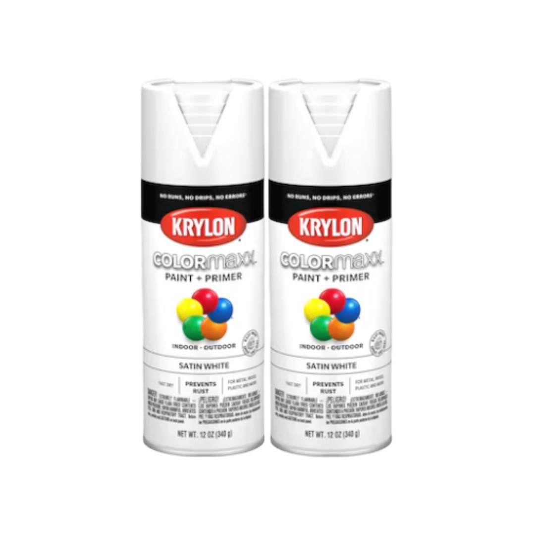 KRYLON 5545 Gloss White Color Maxx Paint + Primer Indoor + Outdoor Pack of 2