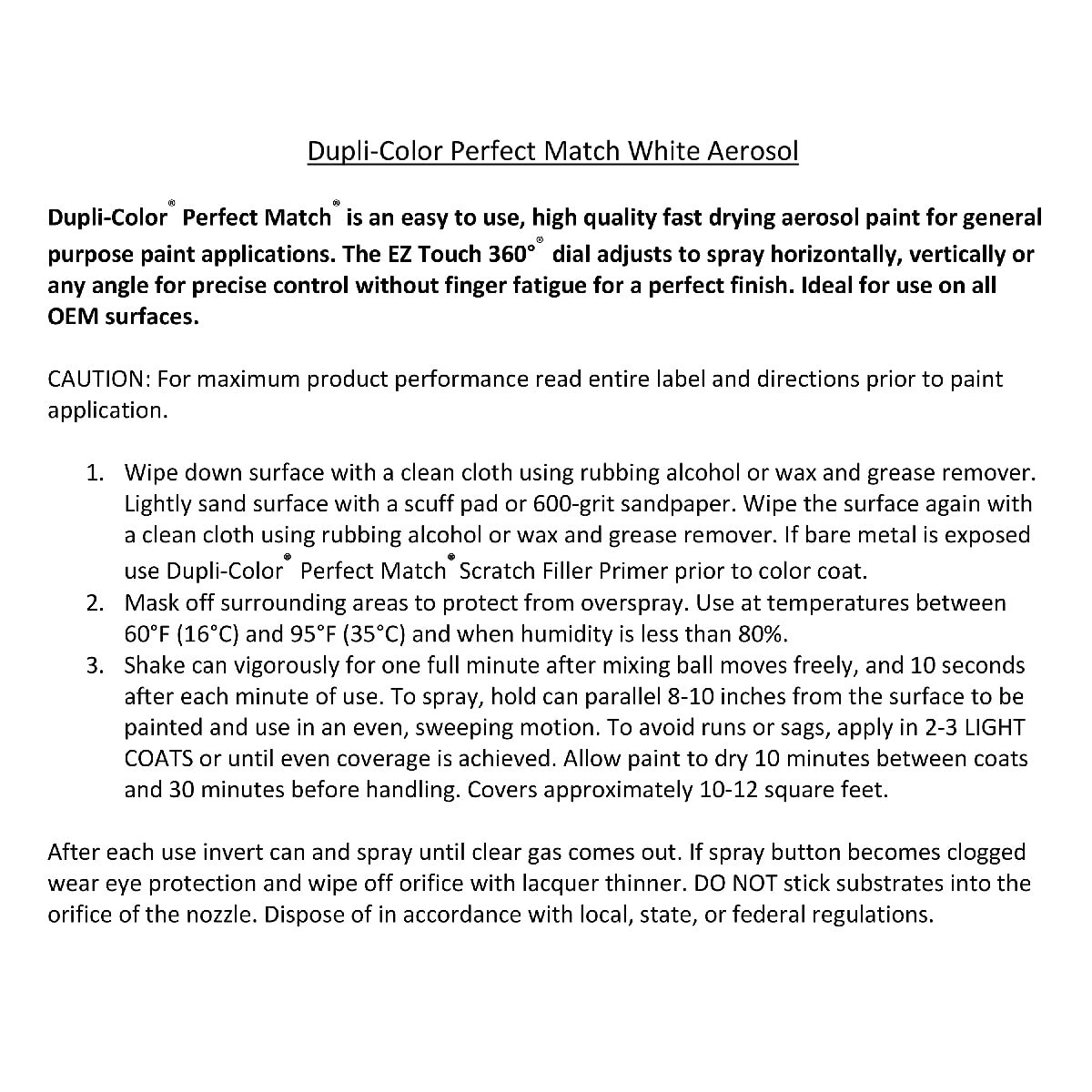 Dupli-Color BTY1578 Exact Match Touch-Up Paint – 8 fl. oz. White