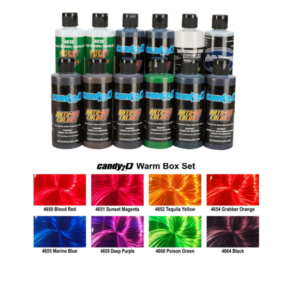 12 X Createx Candy₂O Auto-Air Candy2O 120ml Warm Set D 4oz Automotive Airbrush