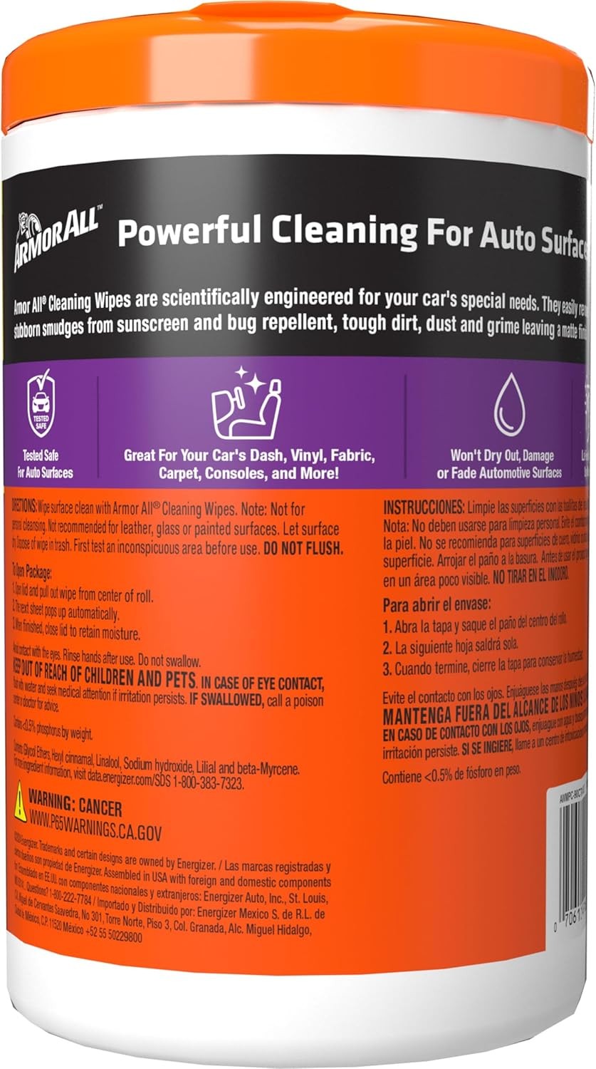 Armor All Car Cleaning Wipes, Wipes for Interior and Exterior, 90…