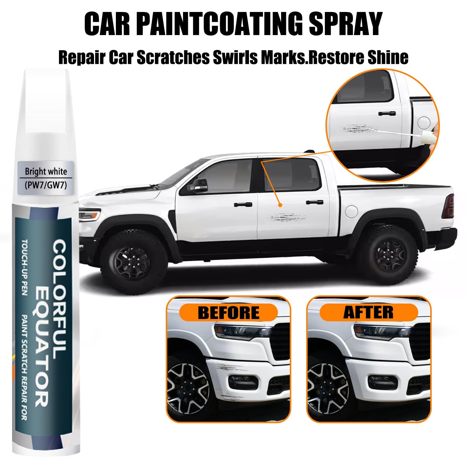 0.4 Fl Oz (Pack of 1), Bright White(PW7/GW7) for 2025 RAM 1500/2024…