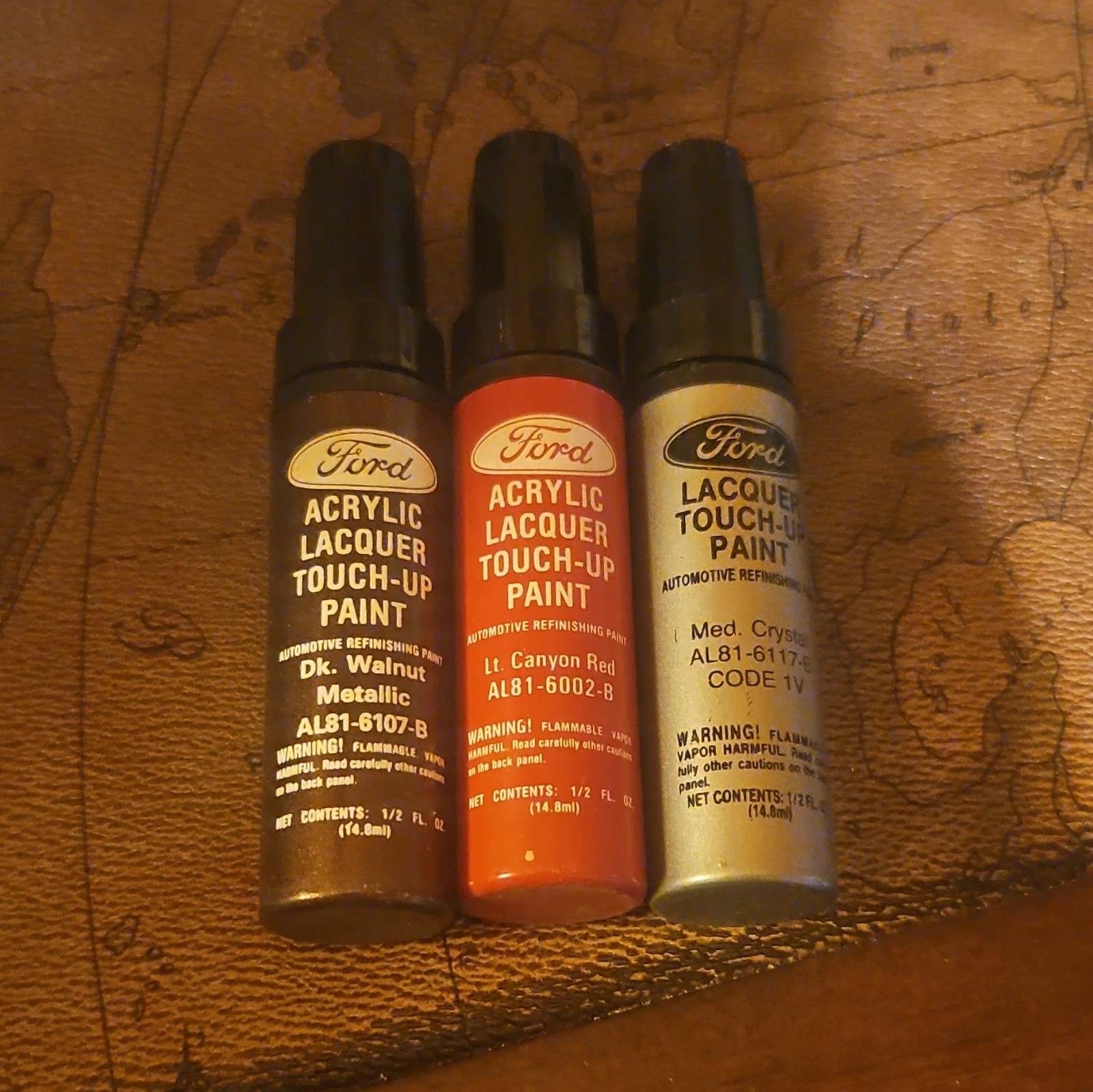 Ford Lacquer Touch Up Paint Set of 3 Colors for Ford Cars