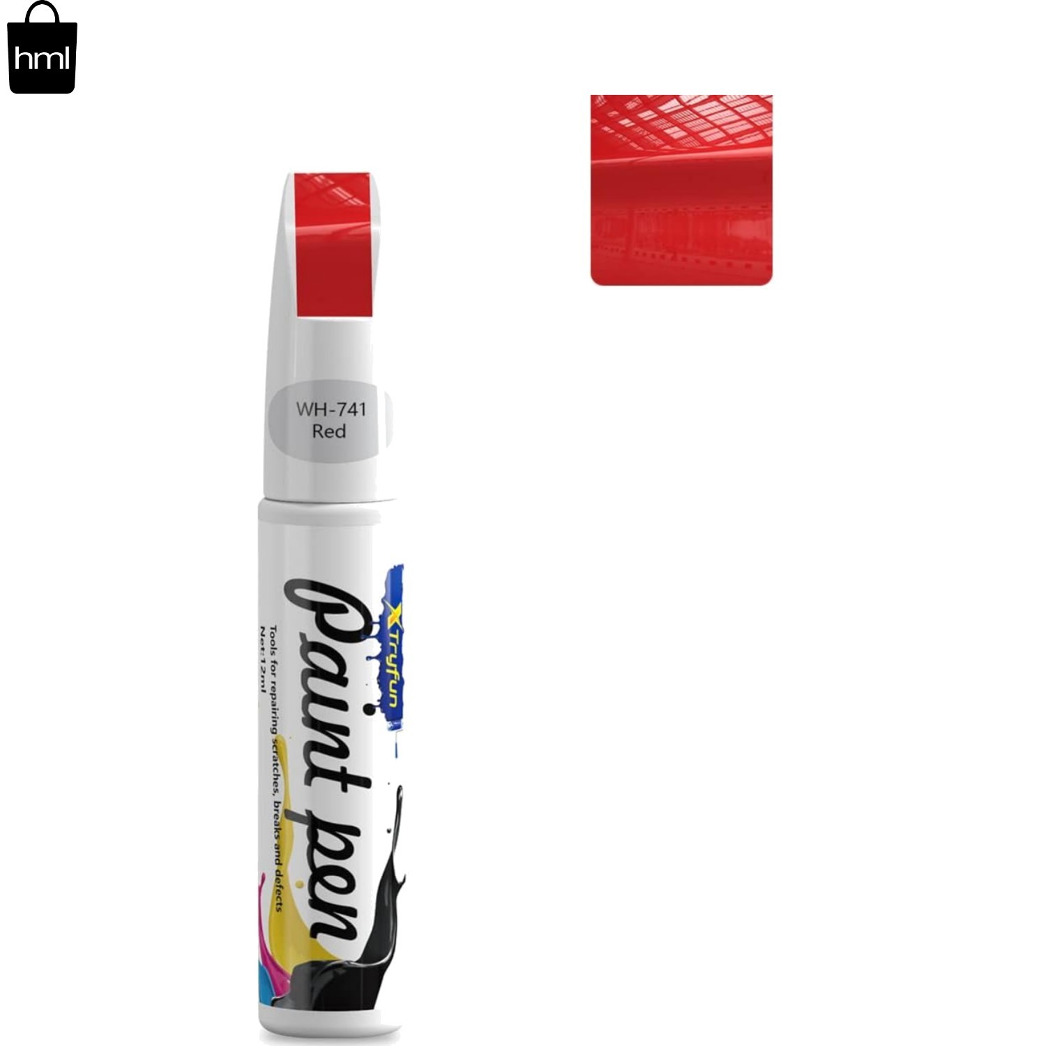 Enamel Touch Up Paint for Cars – Waterproof Red Scratch Remover Pen, 1.69 Fl Oz