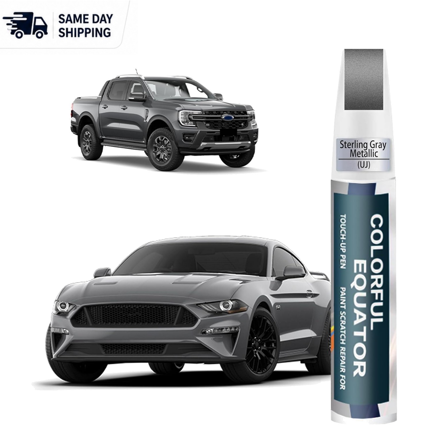UJ Sterling Gray Metallic Touch Up Paint for Ford – Two-in-One Scratch Repair