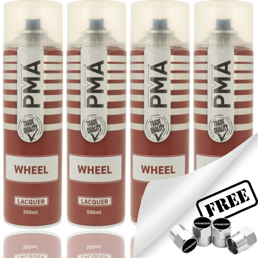 4x PMA Professional Gloss Clear WHEEL LACQUER Spray Paint 500ml Cans PA1016 +CP