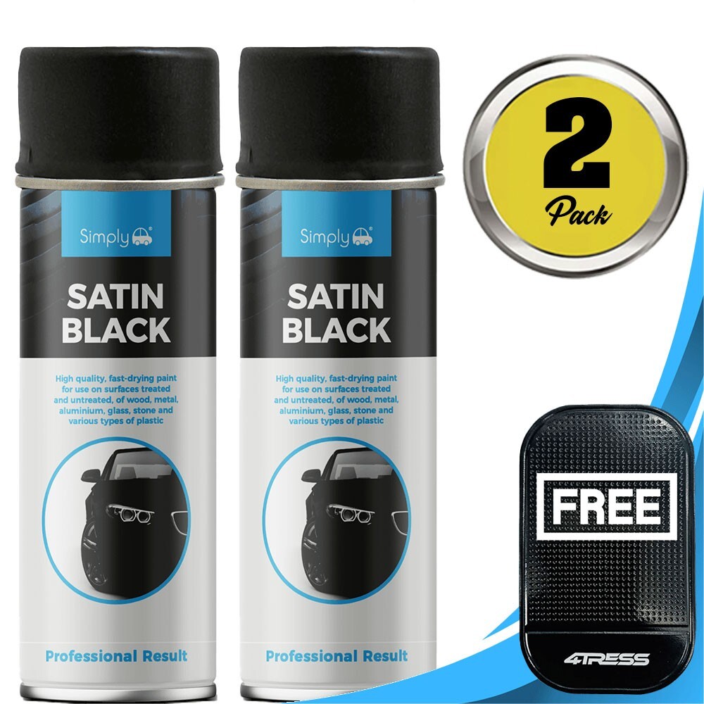 2 x 500ml SIMPLY Car Spray Paint Aerosol Cans Professional SATIN BLACK SP-034+M