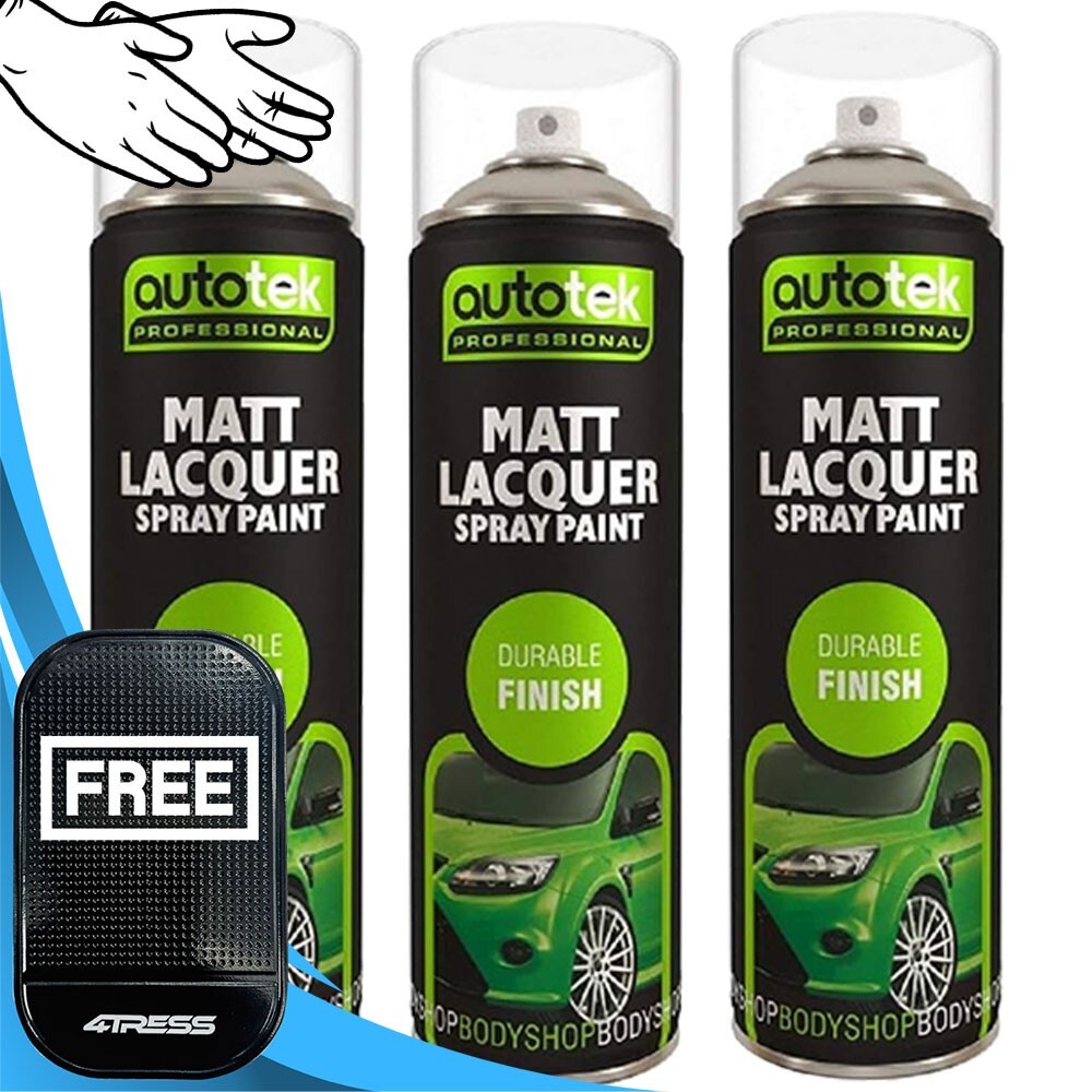3 x 500ml AUTOTEK Professional +Mlear Lacquer Spray Paint Aerosol Can+G+M