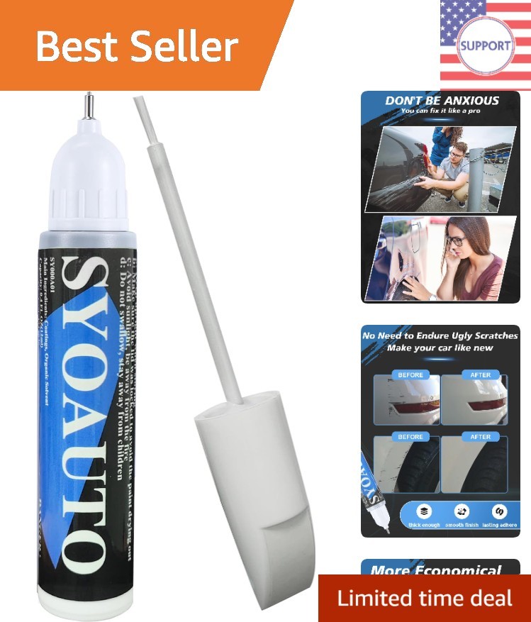 Quick-Dry 0.4 oz White Touch Up Paint – Waterproof Scratch Repair Pen & Brush