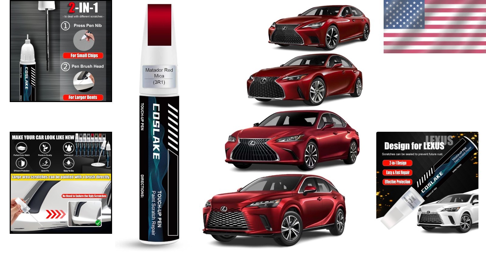 Quick and Easy Touch Up Paint for Lexus in Matador Red Mica | Waterproof Formula