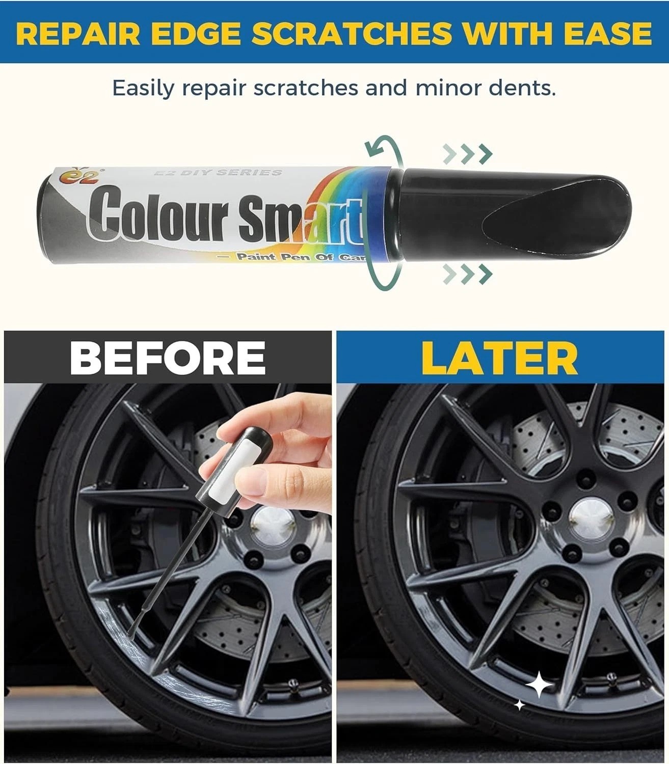 Essential Touch Up Paint for Cars: 10-Minute Dry Gloss Black Wheel Repair
