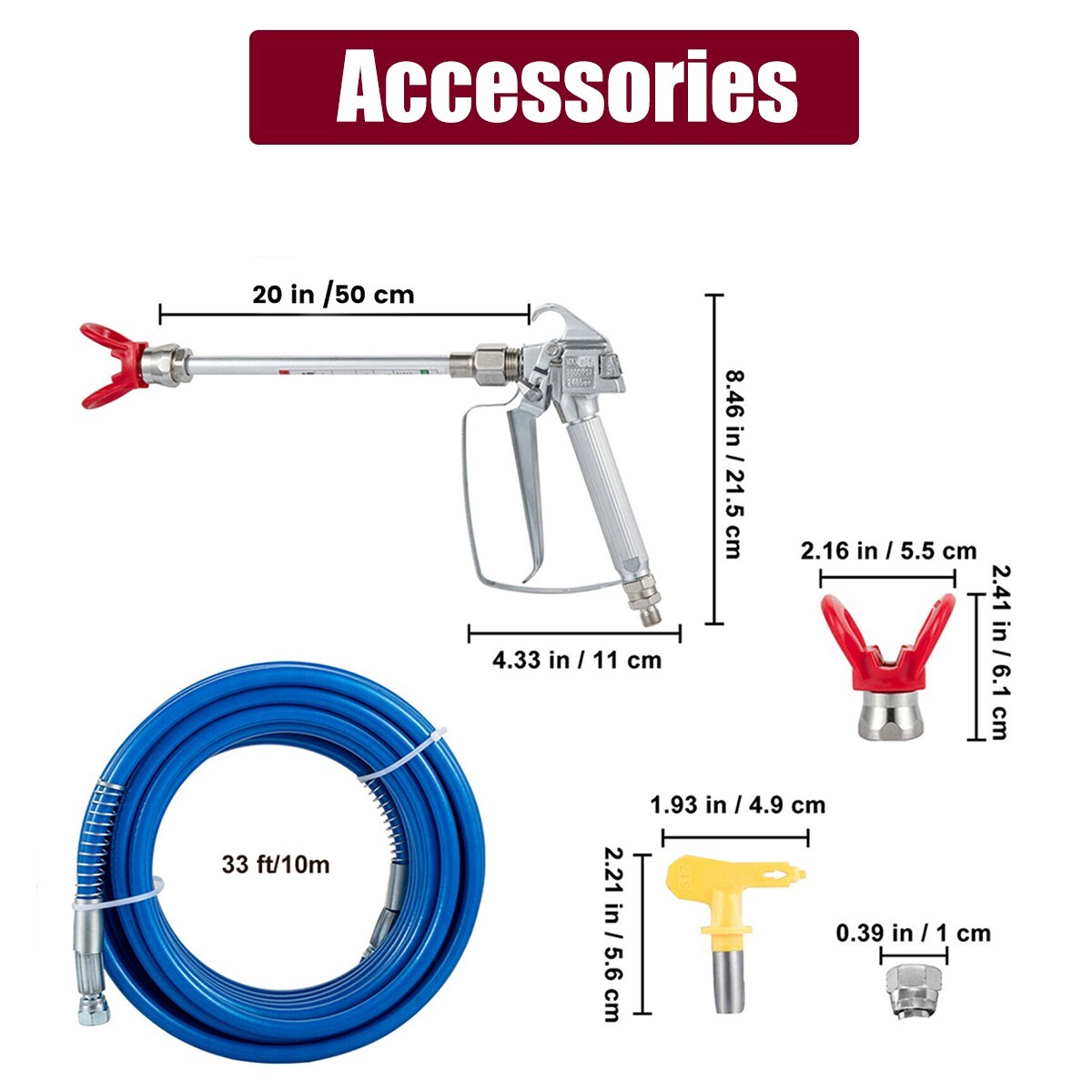 2.5HP Electric Airless Paint Sprayer High Efficient 3300PSI W/Extension Rod 220V