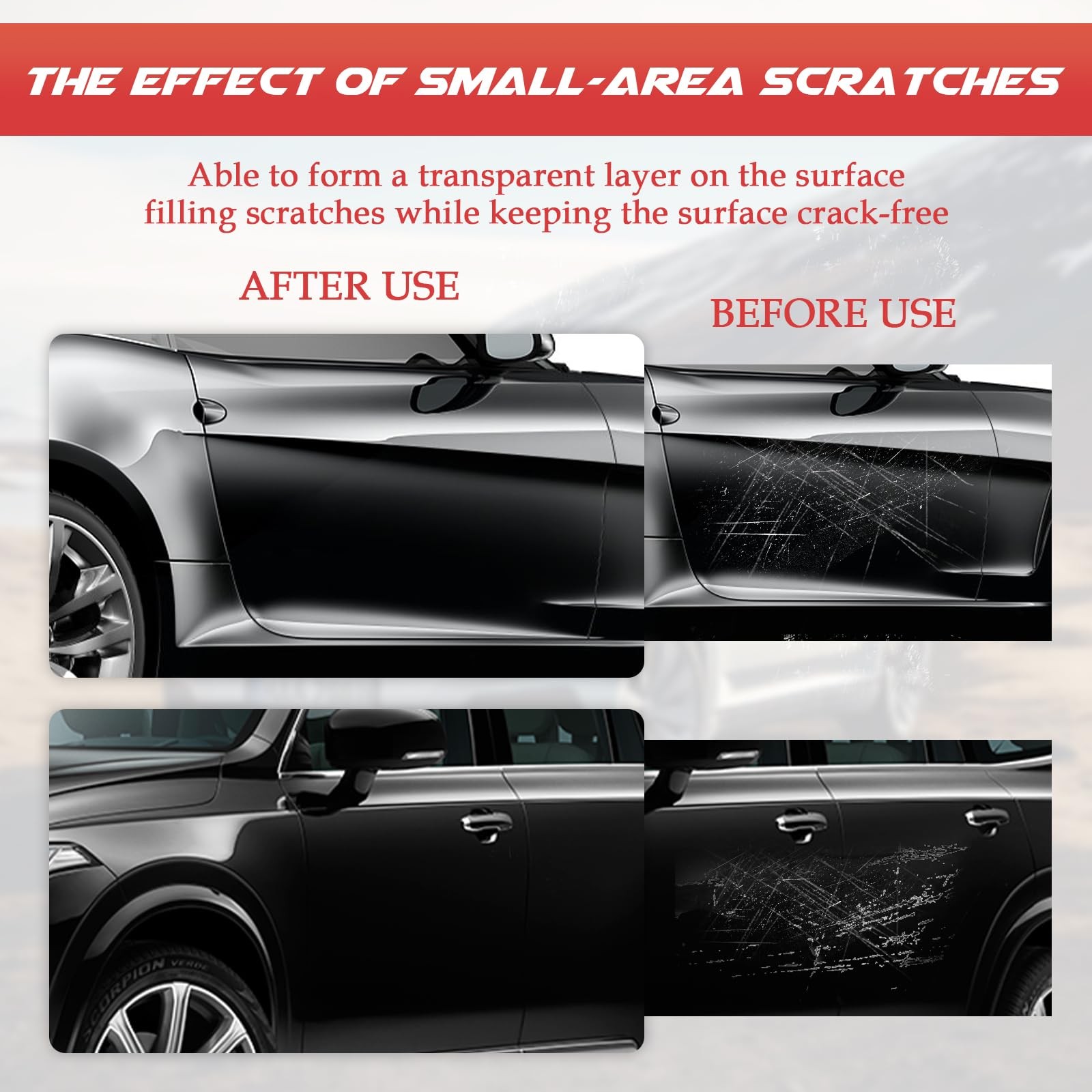 3PCS Car Scratch Repair Pen, Weatherproof Touch 0.33 Ounce (Pack of 3), black