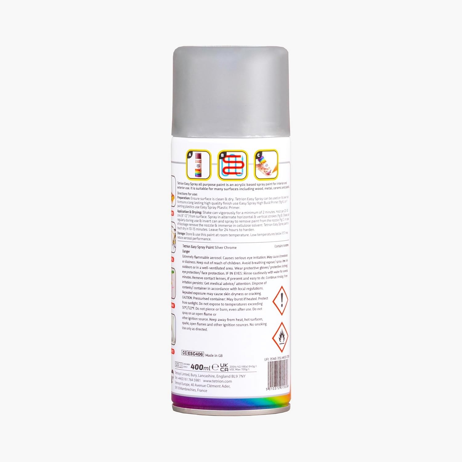 400ml Reflective Spray Paint – Chrome Silver for Wood, Metal & Plastic Projects