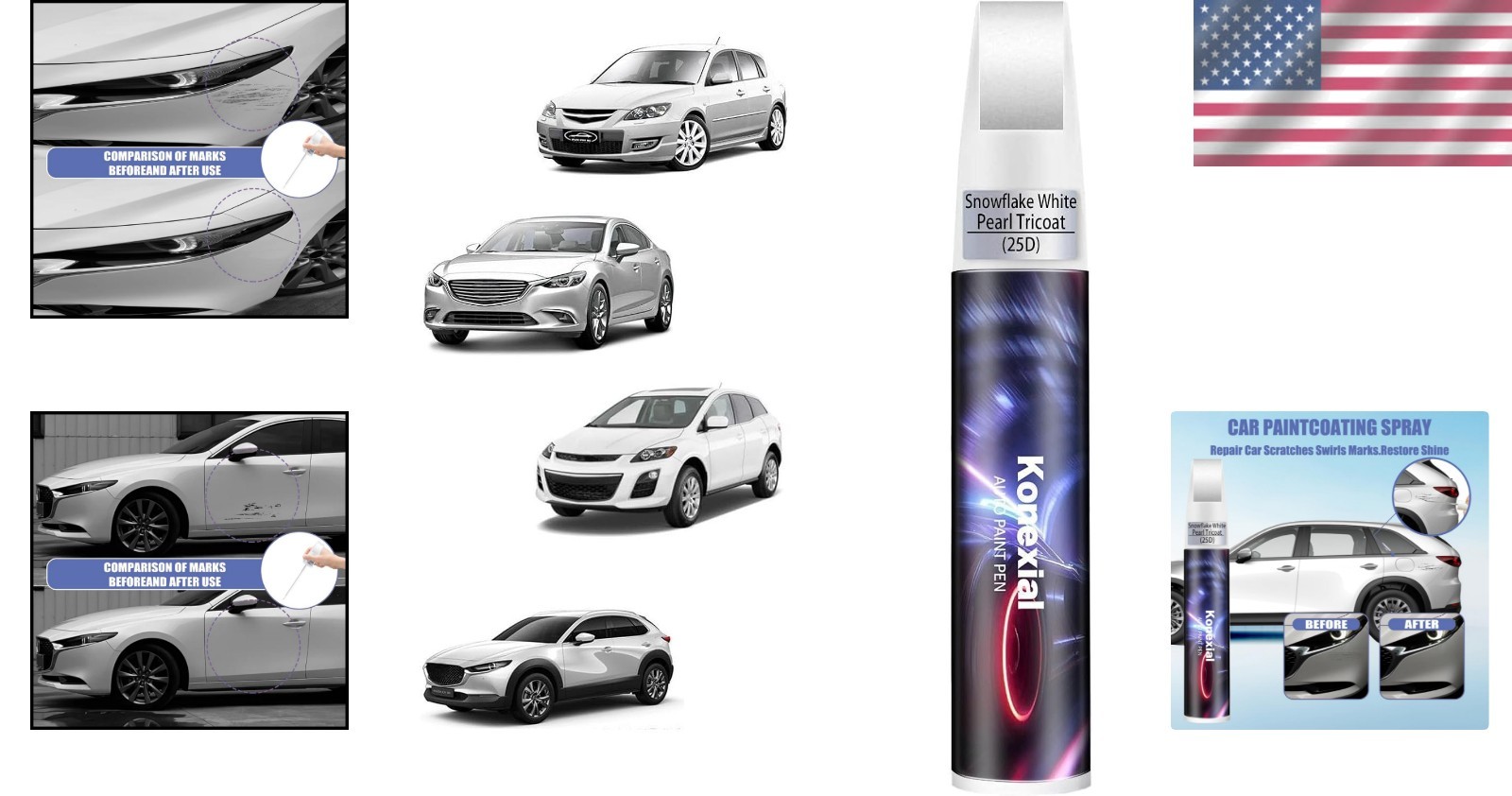 Rust Resistant Snowflake White Pearl Tricoat Touch Up Paint – Perfect for Mazda