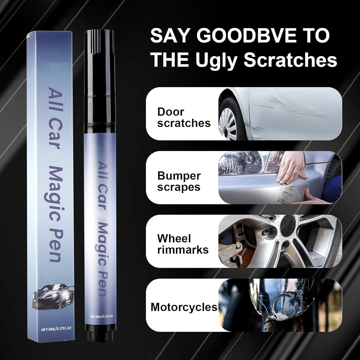 3Pcs All Cars Magic Pen, Car Scratch Remover Pen, Magic Car Scratch Removal Pen