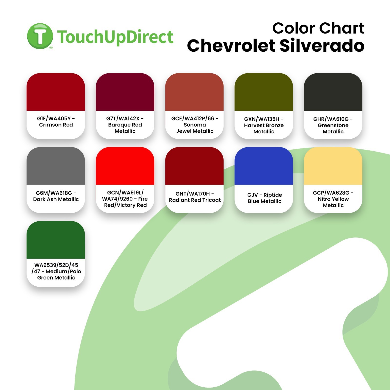 Chevrolet Silverado Touch Up Paint – Automotive Spray Paint or Brush -Pick Color