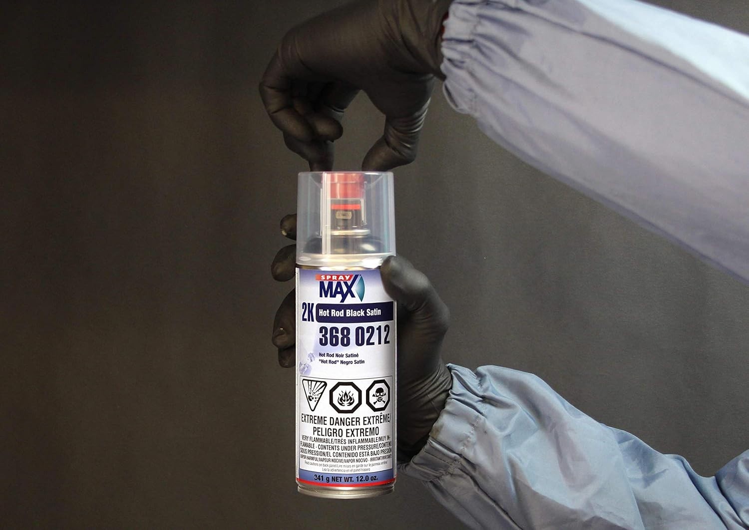 Automotive Spray Paint 12 Oz Satin Black 2K Hot Rod Aerosol Weatherproof