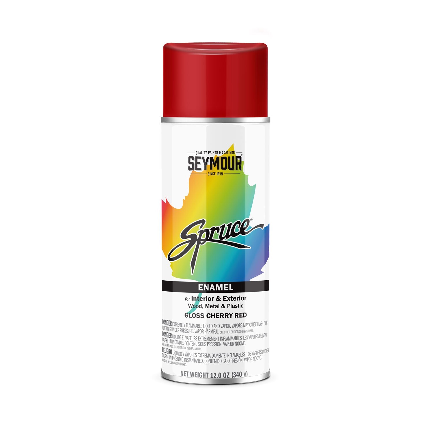 Seymour 98-4, Spruce Enamel Spray Paint, Gloss Cherry Red, 12oz, 1ea