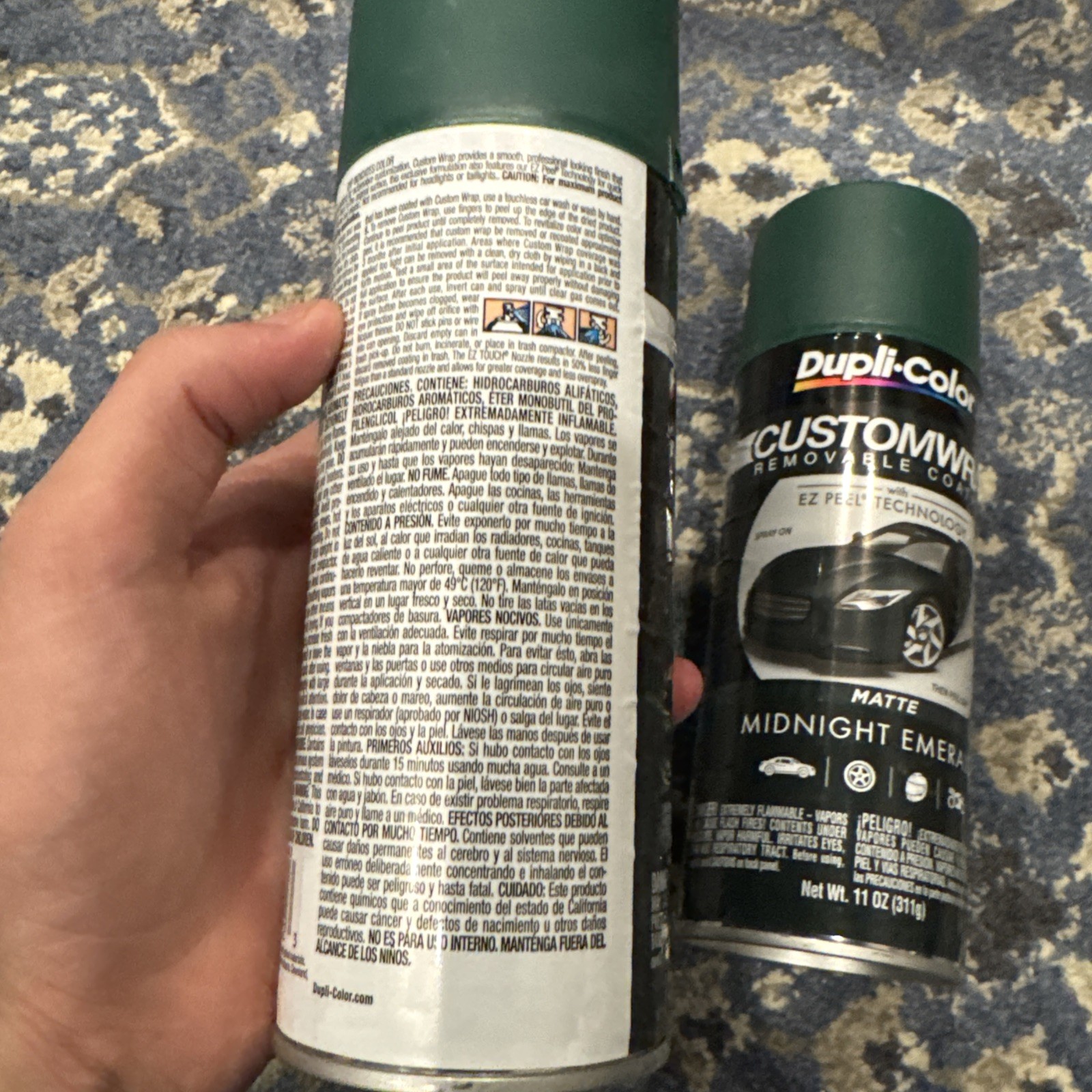 2 Cans Dupli-Color Custom Wrap Removable Coating Ez Peel Matte Midnight Emerald