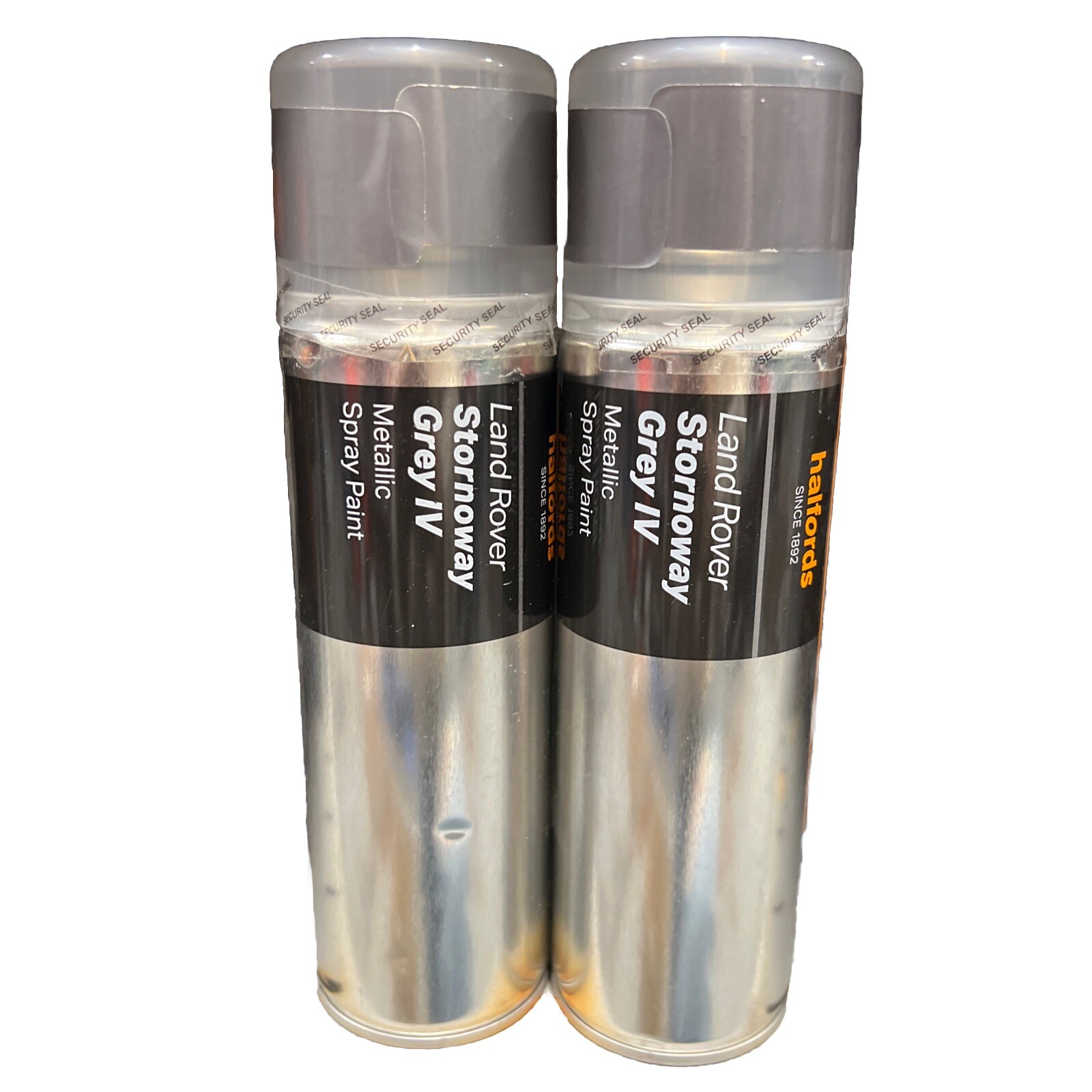LAND ROVER STORNOWAY GREY IV METALLIC SPRAY PAINT 300ML CANS HALFORDS x 2