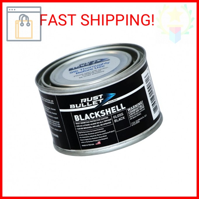 RUST BULLET BlackShell – Gloss Black – 4 Oz – Corrosion Preventive Coating, UV R