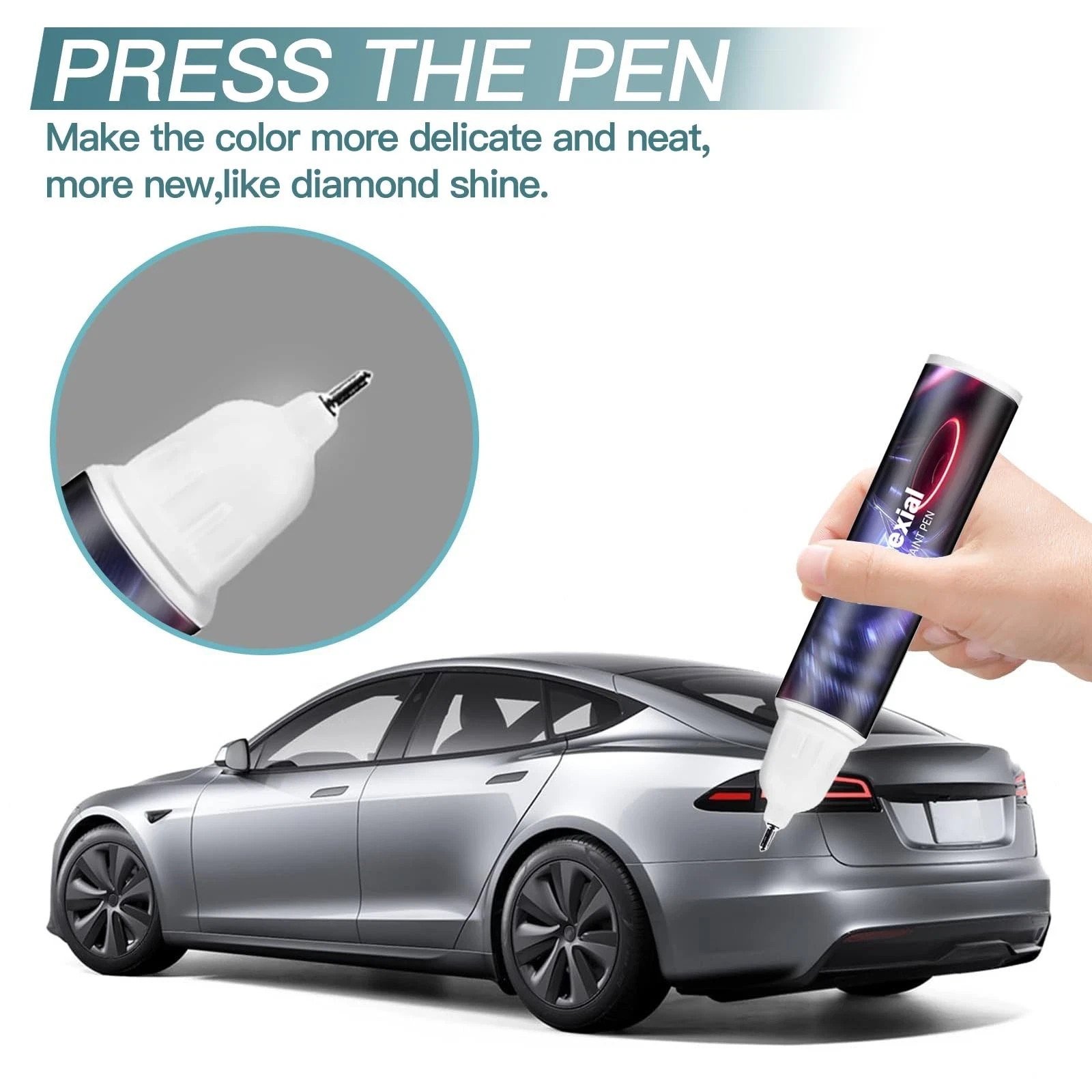 Touch Up Paint for Tesla Midnight Silver Metallic PMNG Repair Pen