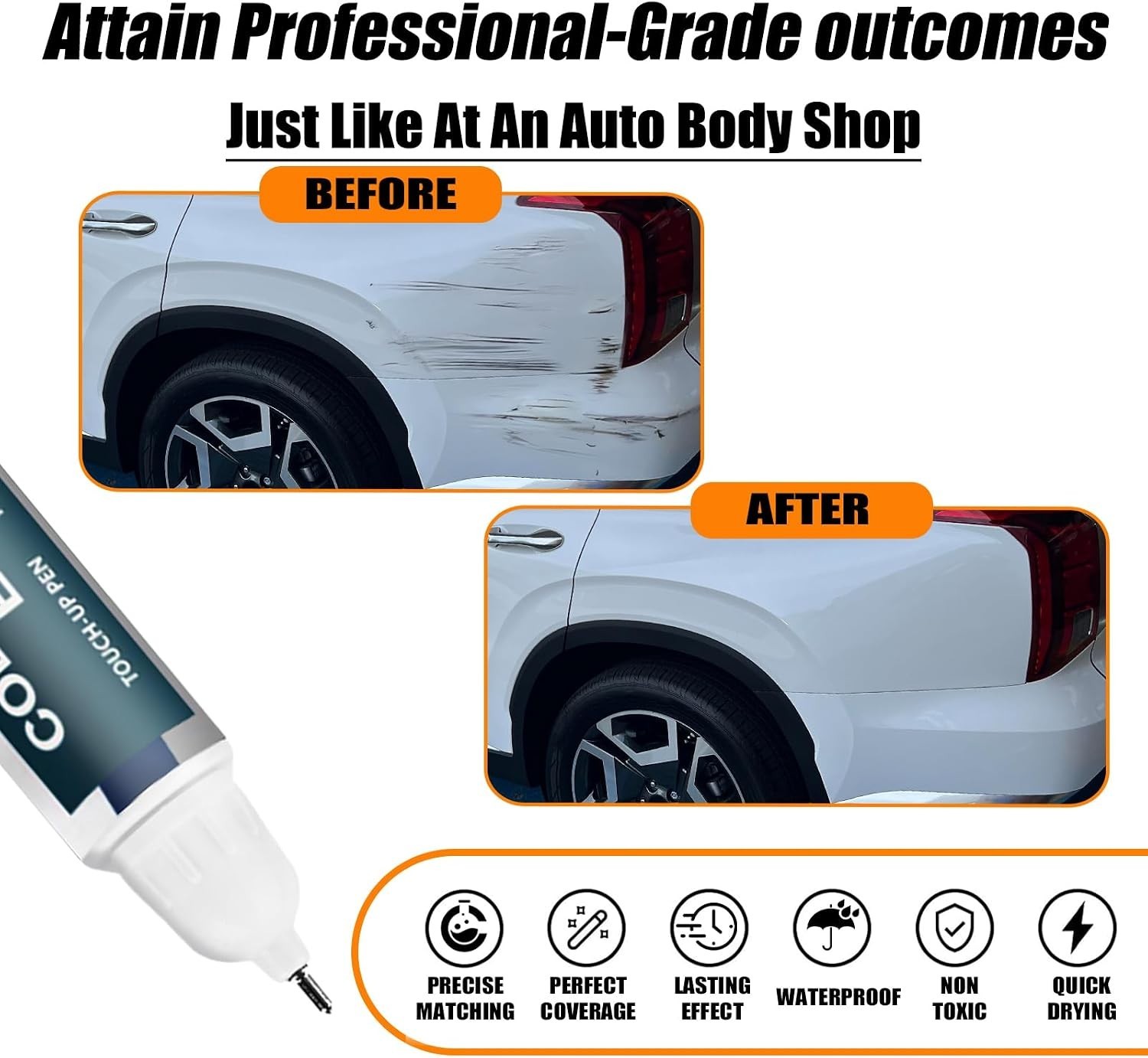 Hyundai-Compatible Touch Up Paint WC9 Hyper White – Quick Scratch Repair Kit